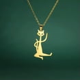 thumbnail image 6 of Yoga Cat Pendant Necklace Stainless Steel Funny Abstract Jewelry, 6 of 9