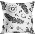 thumbnail image 3 of Throw Pillow Covers 20x20 Inches Home Decor Set of 4 Pillow Cases Decorative for Bed Sofa Cushion Couch Outdoor Capricorn Cat Feather Moth Gothic Pillowcases (Black and White), 3 of 5