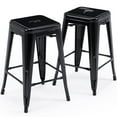 thumbnail image 6 of 24 inch High Barstools Set of 2, Counter Height Metal Bar Stools, Indoor/Outdoor Stackable Bartool Industrial Backless Stools(Black), 6 of 8
