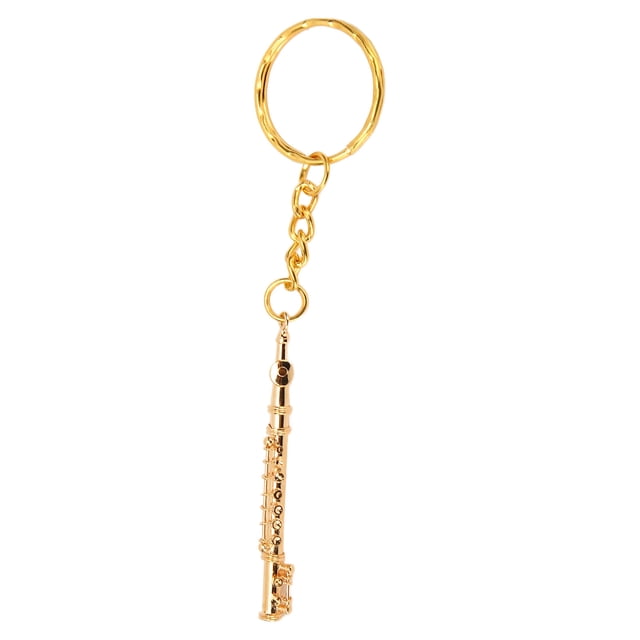 Golden Flute Keychain, Mini Instrument Keychain Brass Fade Cute Beautiful 3D Design For Wallets