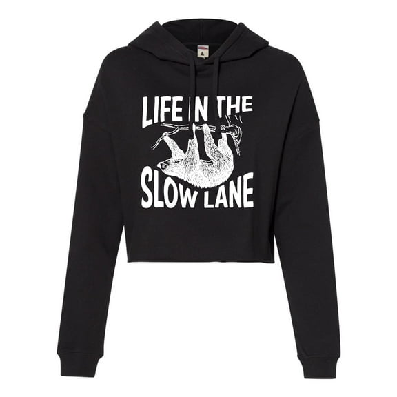 Womens Life In The Slow Lane Sloth Lovers Cropped Hooded Sweatshirt