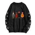 thumbnail image 4 of Wangmeiwg Women's Sweatshirts Women's Hoodies Sweatshirt Christmas Oversize Long Sleeve Crewneck Chicken Printed Lightweight Loose Top XL Black, 4 of 5