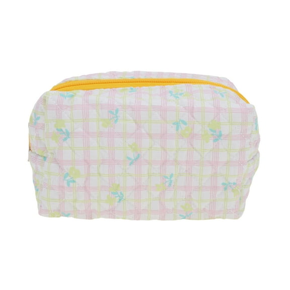 Unique Bargains 1 Pc Floral Style Drawstring Makeup Bag for Vacation Yellow Fabric