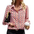 thumbnail image 6 of EFINNY Womens Lapel Floral Printed Shirt Long Sleeve Button Down Shirt, 6 of 7