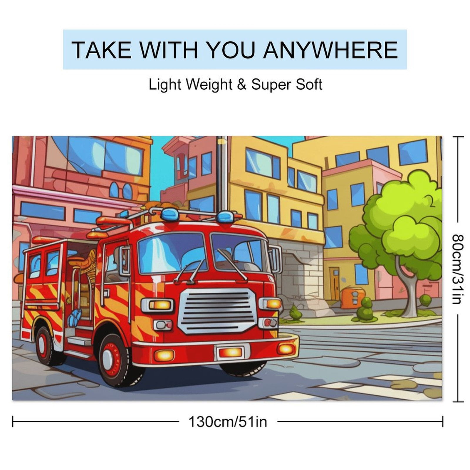 Fire Engine Car Truck Microfiber Beach Towel Lightweight 63''x32'' Oversized Extra Large Towels Quick Dry for Travel Pool Yoga Gym Sports Accessories Vacation Essential