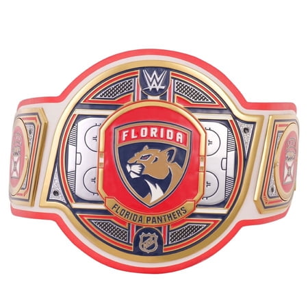 Florida Panthers Championship Belt Metal Plates Hand-Tooled Leather Strap Adult Size Collectible