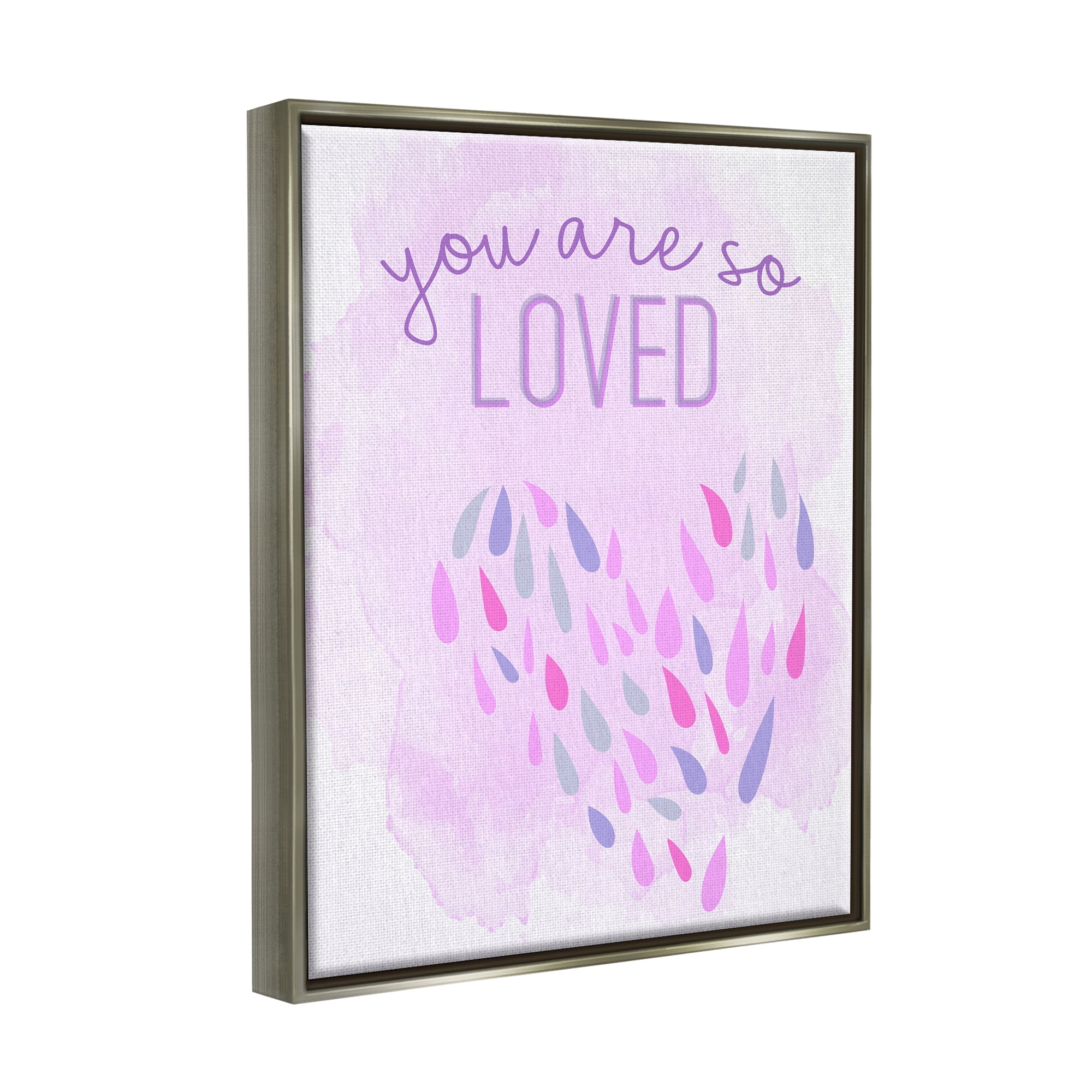 Stupell Industries You Are So Loved Purple Heart Inspirational Painting Gray Floater Framed Art Print Wall Art