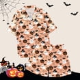 thumbnail image 4 of Halloween Pajamas Women Ghost Pumpkin Print Short Sleeve Button Shirts Shorts Sets Spooky & Cute 2 Piece Pjs Sets (Khaki XXL), 4 of 6