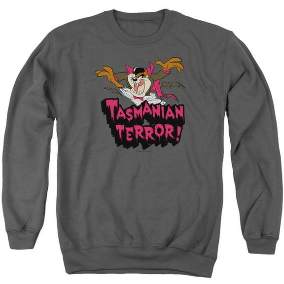 Trevco Sportswear LT192-AS-6 Looney Tunes Taz Terror Adult Crewneck Sweatshirt, Charcoal - 3X