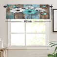 thumbnail image 3 of Remain Unique Rustic Teal Blue Daisy Flower Butterfly Rod Pocket Polyester Curtain Valance for Home Kitchen Bedroom Living Room Window Decor 54x18 inch, 3 of 5