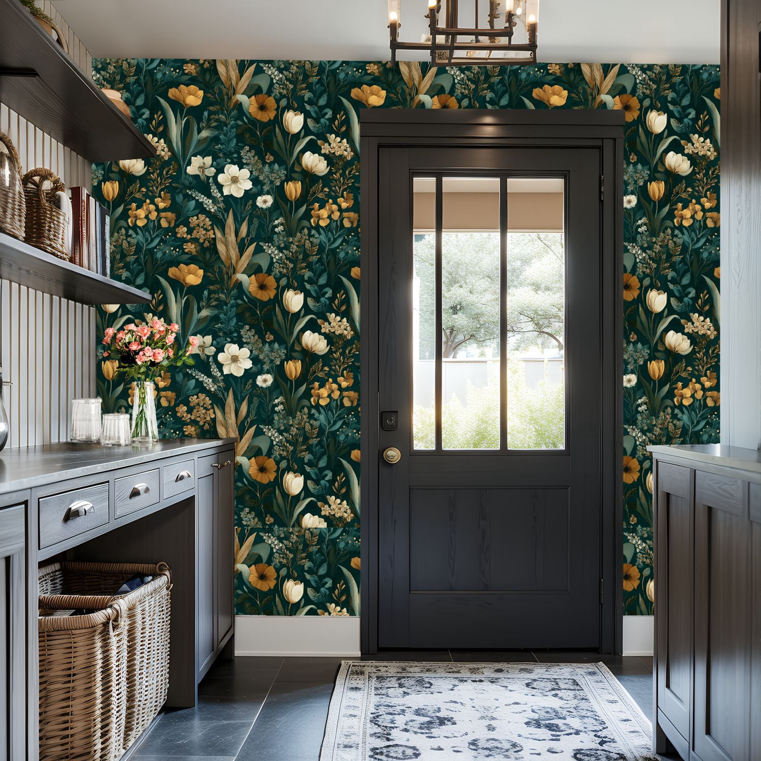 Boho Peel and Stick Wallpaper Vintage Floral Botanical Harmonious Earth Tones Contact Paper 17.7in x 9.8ft Wallpaper Removable Self Adhesive Wall Paper for Bedroom Nursery