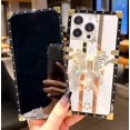 thumbnail image 2 of Funda compatible con iPhone de 16 a 6,1 pulgadas con purpurina de lujo, diseño de mariposa, plegable, con soporte, suave, con efecto espejo de policarbonato, antideslizante, para mujeres y niñas, 2 of 6
