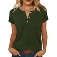 thumbnail image 2 of Babysbule Women's V Neck Button Placket Short Sleeve Henley T Shirt, Casual Loose Fit Top for Daily All Season Wear, 2 of 6