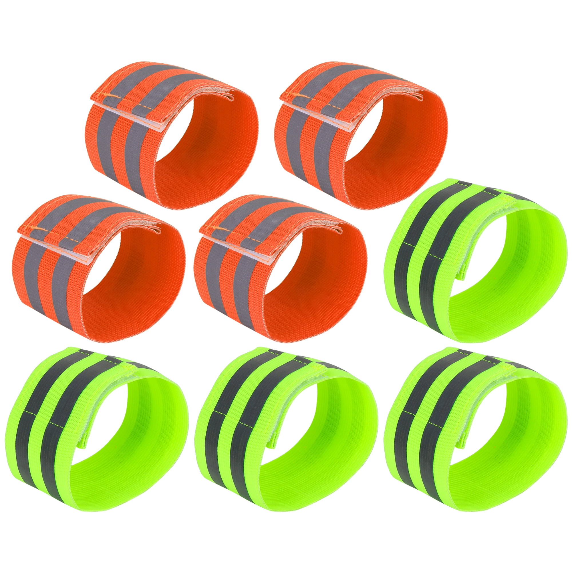 8pcs Reflective Bands for Wrist Ankle Reflective Wristbands Slaps High Visibility Cycling Reflector Straps Orange Green