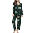 thumbnail image 2 of FDGIU Women's Christmas Pajama Set‌, Holiday Printed Long Sleeve Button Down Shirt & Pants, Cozy Festive Loungewear, 2 of 7