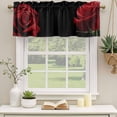 thumbnail image 2 of Red Rose Curtain Valances for Windows, Kitchen Valance Window Treatments Panel 2 Pack, Vintage Abstract Garden Flower Floral Black Rod Pocket Short Curtains for Bathroom Bedroom 42 x 18 Inch, 2 of 8