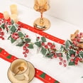 thumbnail image 3 of Christmas Garland for Stair Railing Christmas Artificial Decorative Rattan Holiday Hanging Garlands Faux Christmas with Red Berries for Stairs Wall Fireplace Mantel Indoor Outdoor Decor, 3 of 6