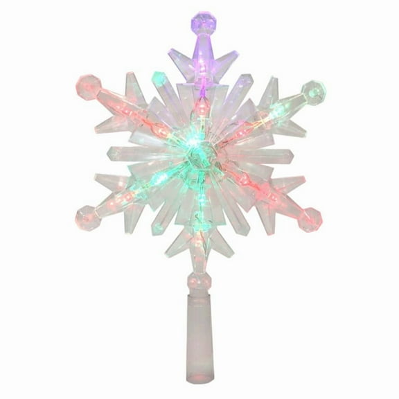 11 Inch Battery Operated Christmas Tree Topper, LED Lighted Snowflake Tree Topper with Color Changing Lights, Glittering Star of Themed Xmas Decor for Home, Indoor, Holiday Party