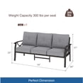 thumbnail image 5 of KIOOTTO 70 Inch 3-Seater Patio Sofa, All-Weather Khaki Metal Outdoor Couch with Gray Cushions, Sectional-Style Seating for Garden, Backyard, 5 of 7