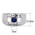 thumbnail image 2 of Mens 5x5mm Round Sapphire CZ Center Two Row Princess CZ Side Stainless Steel Wedding Ring Size 11, 2 of 4