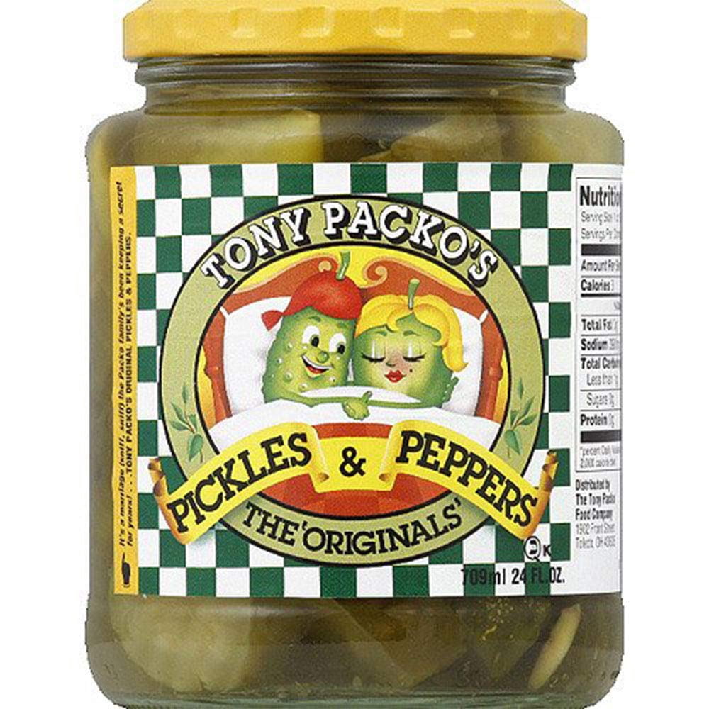 Tony Packo's, Pickles and Peppers, 24 oz Glass Jar, Serving Size 2 Chunks 1 oz