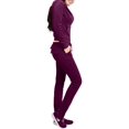 thumbnail image 2 of J. METHOD Women’s Tracksuit Set Casual 2 Piece Outfit Slim Fit Velour Velvet Zip Up Hoodie Jacket Top and Sweatpants Sweatsuit NEWTS03 Dark Purple S, 2 of 6