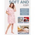 thumbnail image 3 of Casual Nights Women's Snap Front House Dress, Lightweight Short Sleeve Cotton-Poly Knit Duster Robe with Pockets, Mid-Calf, Pink Floral Large, 3 of 6
