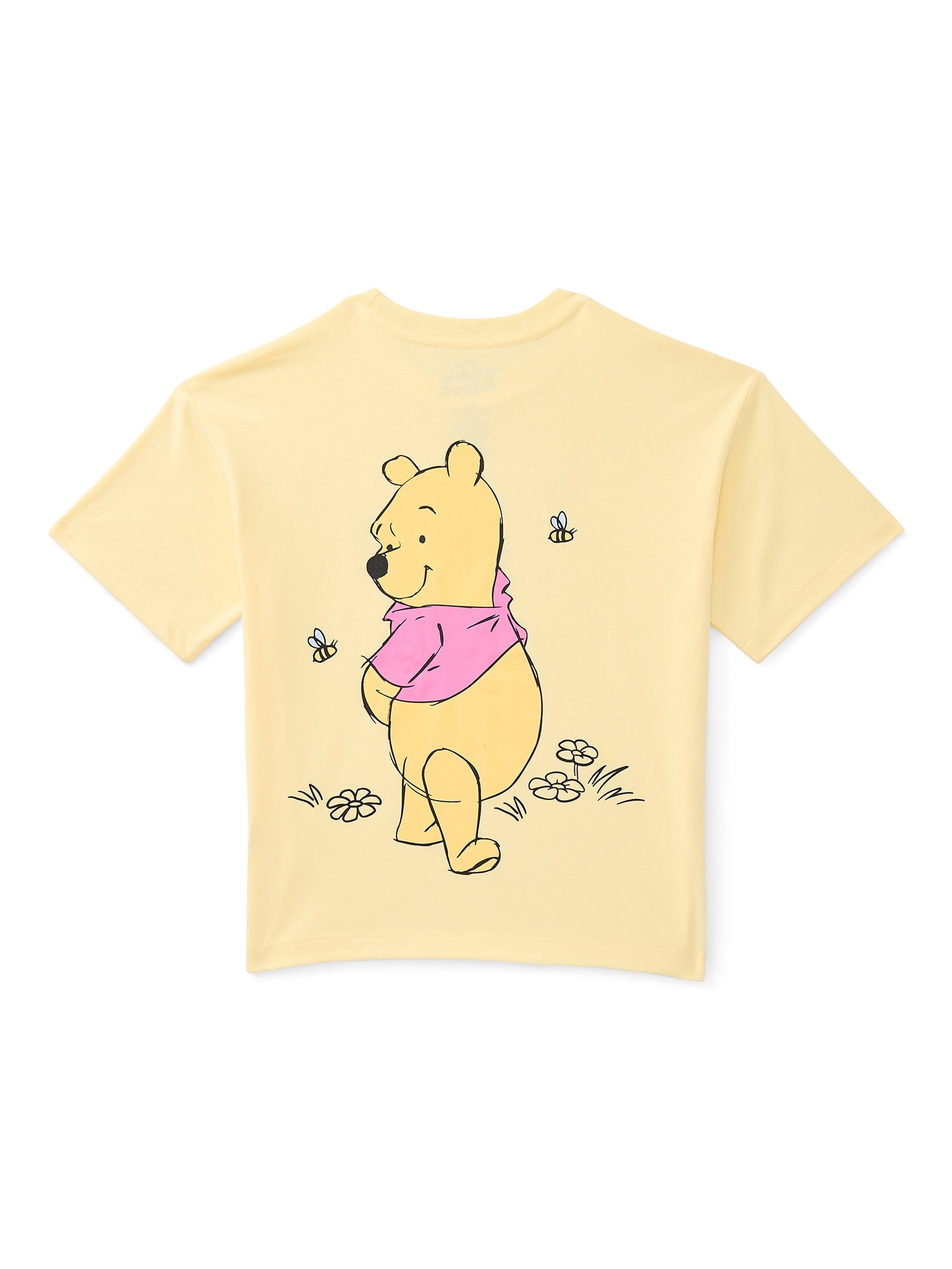 Winnie the Pooh Girls Embroidered Graphic Tee with Short Sleeves, Sizes 4-16