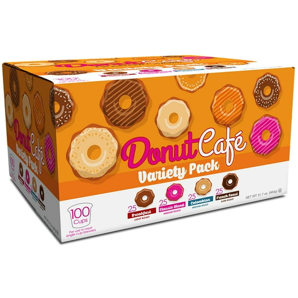 Donut Café Variety Pack 100ct Single Serve Coffee Pods (Breakfast
