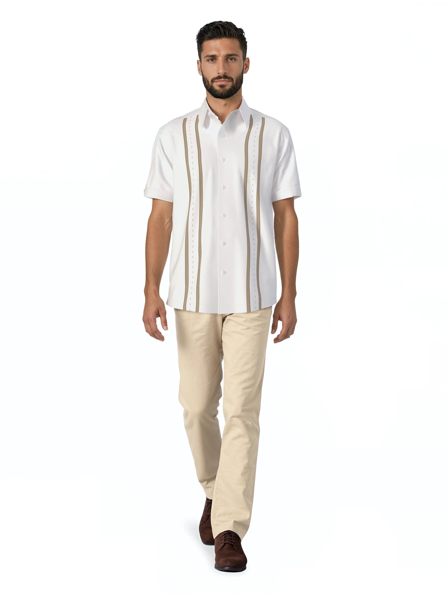 Havanera Men's and Big Men's Front Panel Point Collar Short Sleeve Button-Down Shirt, Sizes S-5XL