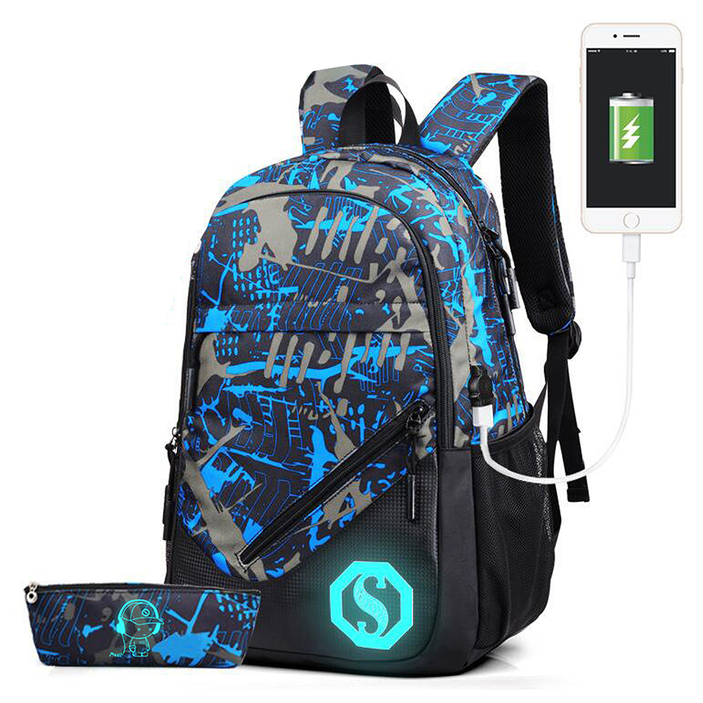 Ploreser USB Charge Luminous Backpack Cool Boys School Backpack