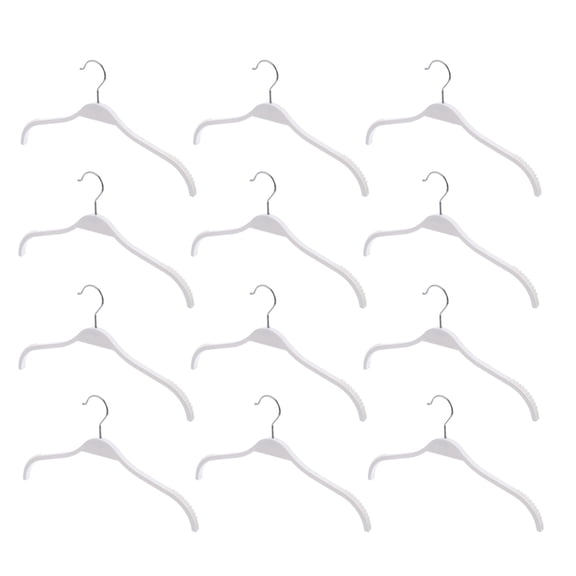 YUYUETIME 12Pcs Non Slip Plastic Coat Hangers with ABS Sturdy Design for Closet Clothes and Towels White