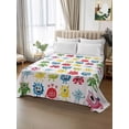 thumbnail image 2 of Twin Flat Sheet 66"x96", Colorful Monsters Soft Lightweight Bedding Flat Sheets Only, Abstract Cartoon Cute Artistic Funny Brushed Microfiber Top Bed Sheet, Breathable StainResistant Bedsheets, 2 of 9