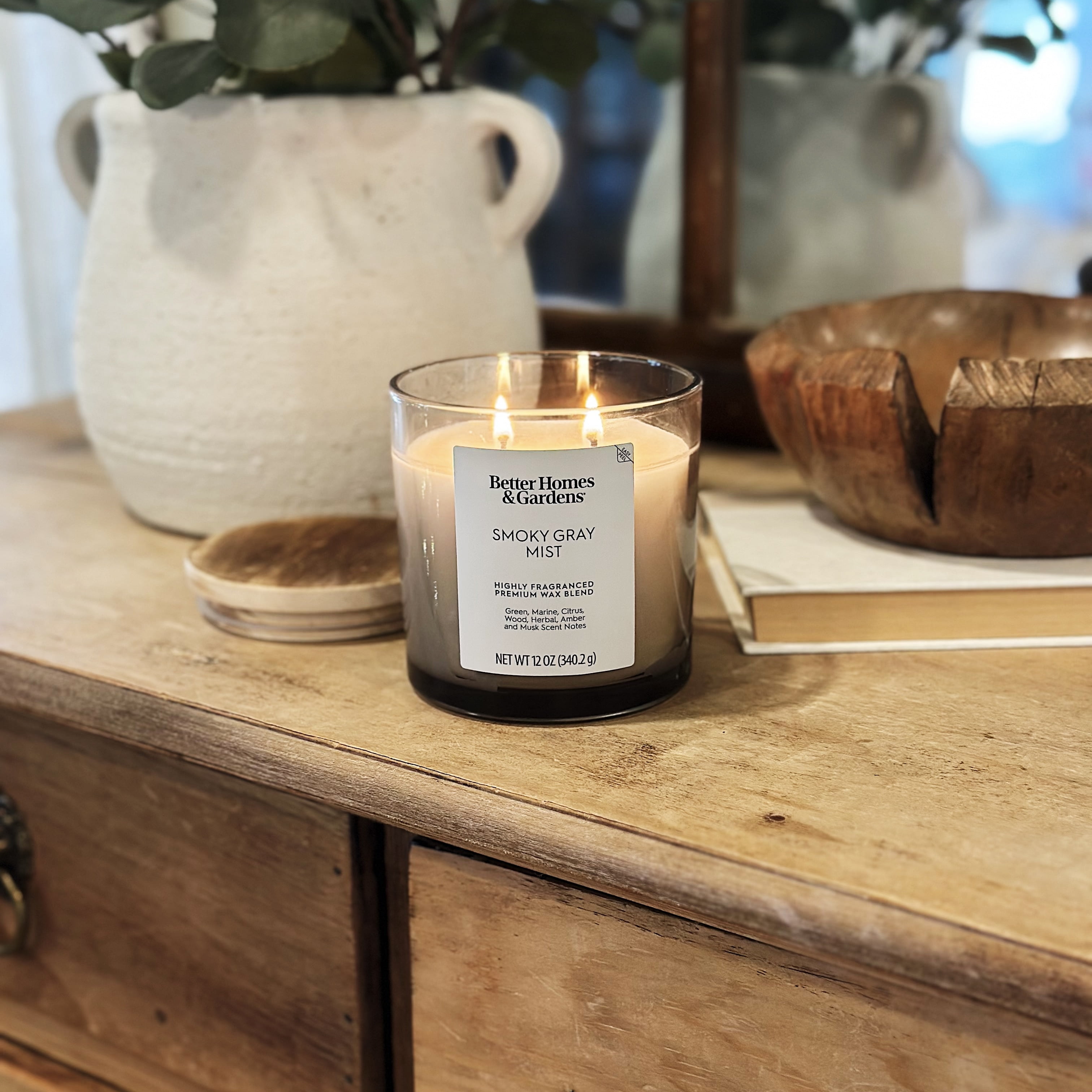 Better Homes & Gardens Smoky Gray Mist Scented 2-Wick Ombre Jar Candle 12oz