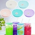 thumbnail image 3 of Trayknick Acrylic Lids for 16 Oz Glass Cups - 2/10 Pcs, Thickened Good Sealing with Straw Hole, Easy to Clean Glass Mug Lid, 3 of 8