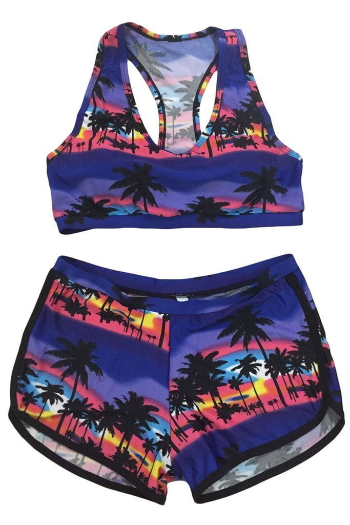 TOP HERE Womens Bandage Sporty Bathing Suit Boyleg Short Bikini Swimsuit