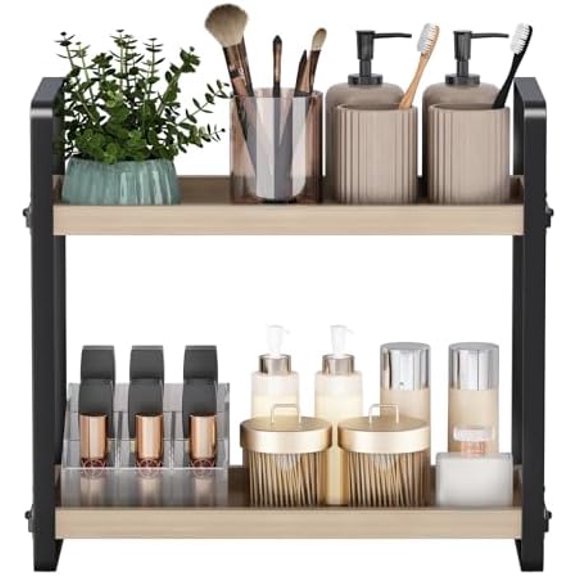 Bathroom Counter Organizer,Bathroom Countertop Organizer,Counter Shelf,Countertop Storage,Organization and Storage,Makeup Shelf,Sink Caddy(Burlywood 2 Tier)