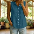 thumbnail image 2 of VBVC Women's V-Neck Sleeveless Peplum Blouse, Ladies' Collared Button Down Tank Top, Casual Breathable Summer Solid Shirt For Women,Blue,S-2XL, 2 of 7