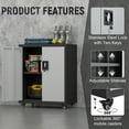 thumbnail image 3 of NICEGDLT Metal Garage Storage Cabinet with Wheels,31.89" H Steel Lockable Cabinet with 2 Doors and 1 Adjustable Shelf, Small Rolling Cabinets for Home Office, Garage, BlackGray, 3 of 10