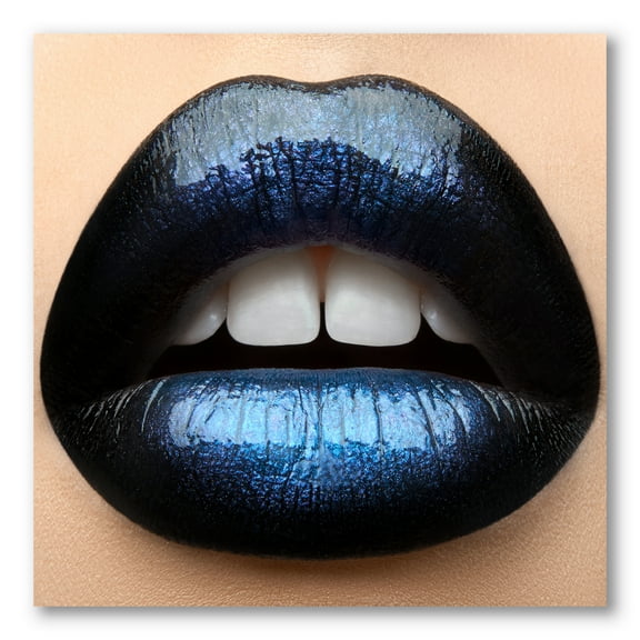 Designart ' Girl Lips With Black and Blue Lipstick ' Modern Canvas Wall Art Print
