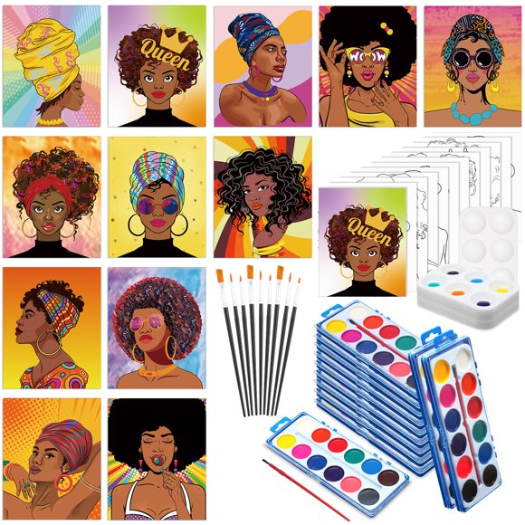 Kit de lienzo para pintar Ctosree, 12 juegos con pintura y pinceles, 20 x 25 cm