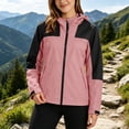 thumbnail image 3 of Aezemi Women Zip up Hoodie Raincoat Waterproof Windbreaker Adjustable Hooded Long Sleeve Fashion Hiking Travel Rain Jacket Full Zip Lightweight Color Block Outerwear with Pockets 4XL, 3 of 9