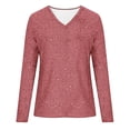 thumbnail image 2 of Pink Long Sleeve Shirts for Women Fashion Casual V Neck Long Sleeve T Shirt, 2 of 4