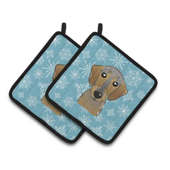 Caroline's Treasures Snowflake Wirehaired Dachshund Pair of Pot Holders
