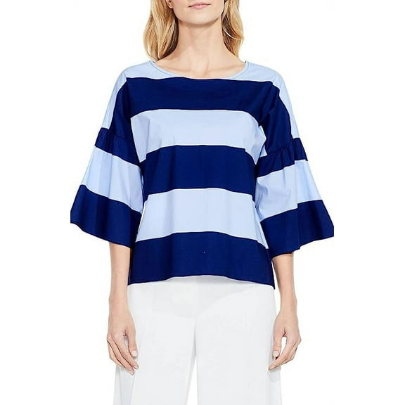 Vince Camuto Camden Bell Sleeve Blouse, Deep Blue - Petite Large