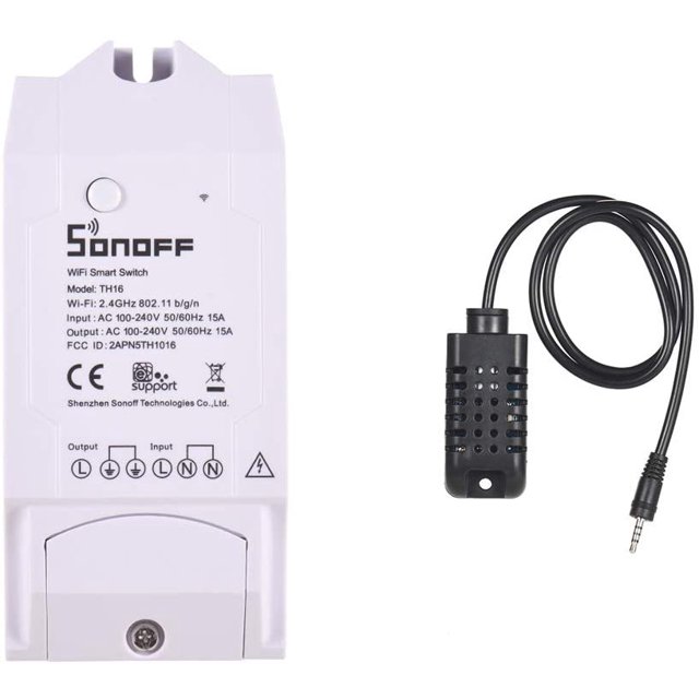 SONOFF TH16 WiFi Sans Fil Interrupteur Intelligent Surveillance de la Température et de l'Humidité Kit d'Automatisation Domestique Sans Fil Compatible avec Alexa Google Home Nest 15A 3500W