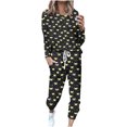 thumbnail image 2 of Puntoco Pijamas para mujer, conjunto de pijamas de invierno con estampado de letras, cuello redondo, manga larga, pantalones, ropa informal para el hogar, 2 of 5