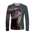 thumbnail image 2 of Tejiojio Spring Mens Essential Tops on Super Soft Cotton Performance Horse Retro 3D Printing Round Neck Long-sleeved Men's Spring And Autumn T-shirt, 2 of 7