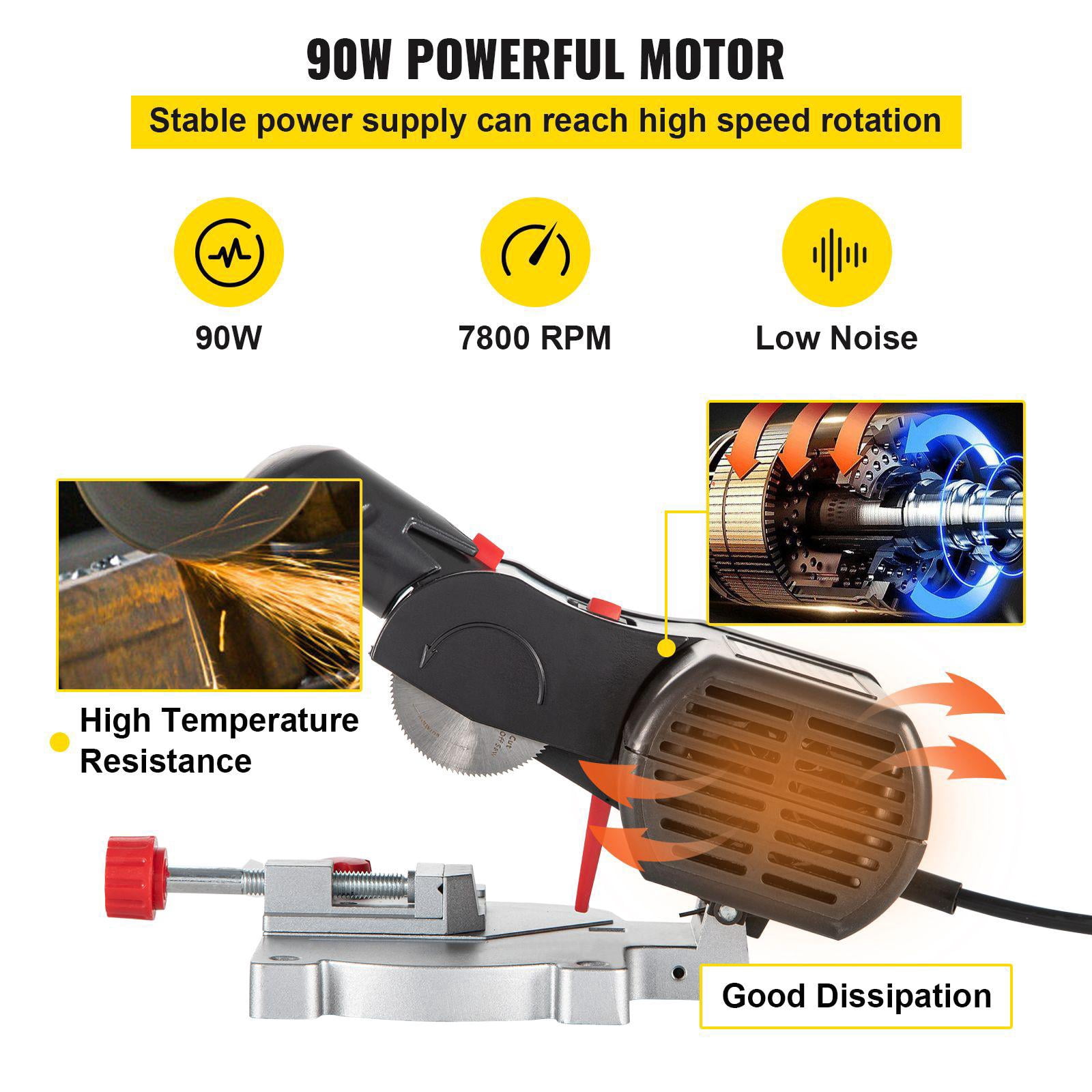 Mini Miter Chop Saw 2-5/16 Inch Steel Resin Blade 1/2 Inch Cutting Depth 0-45 Degree Benchtop Saw for Copper Aluminum Wood Zinc Hobby Craft