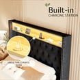 thumbnail image 6 of Merluxy LED King Bed Frame,Charging Station and Storage Upholstered Headboard/Velvet/Black, 6 of 6